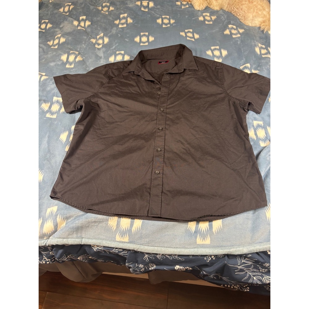 UNTUCKit Mens XL Relaxed Fit Short Sleeve Button Down Shirt Black 100% Cotton